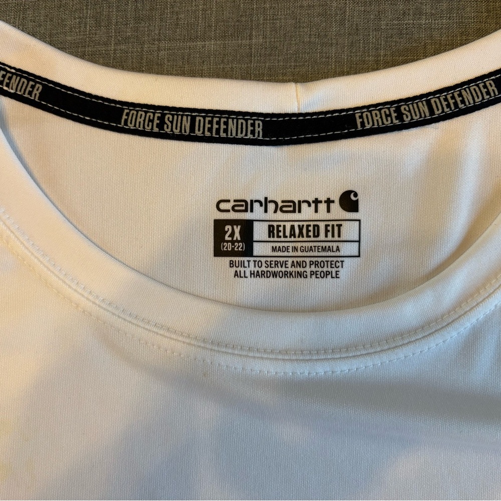 Carhartt Relaxed Fit White Long Sleeve Force Sun Defender Tee